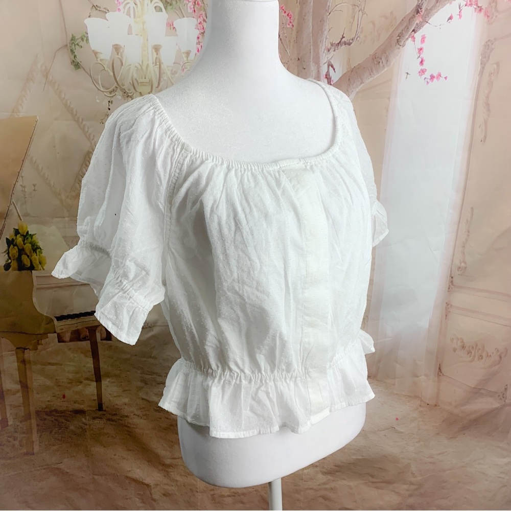 NEW J Crew Gathered Scoopneck top in Swiss-dot - Picture 6 of 12
